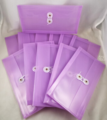 24 CLEAR Button & String Style LETTER-SIZE ENVELOPES~Transparent Purple~HFP# 921