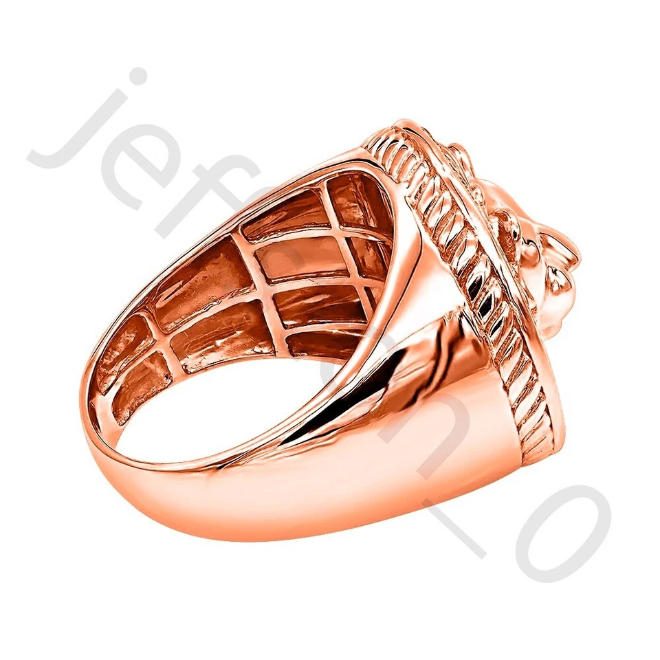 0.40 Ctw Lab Created Emerald 14K Rose Gold Over Wedding Lion Men's Ring - Image 2 of 4