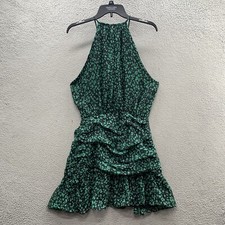 Do+Be Halter Spaghetti Strap Leopard Print Tiered Ruffle Side Bow Dress Size L