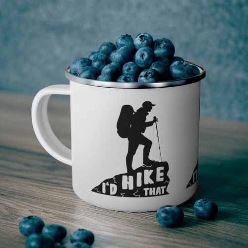 I'd Hike That Enamel Camping Mug, camping, hiking, outdoors - Picture 6 of 6