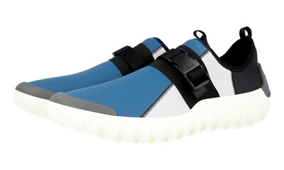 PRADA NEOPRENE SNEAKER SCHUHE 4D3136 BLAU WEISS SCHWARZ SCHWIMM NEU 10,5 44,5