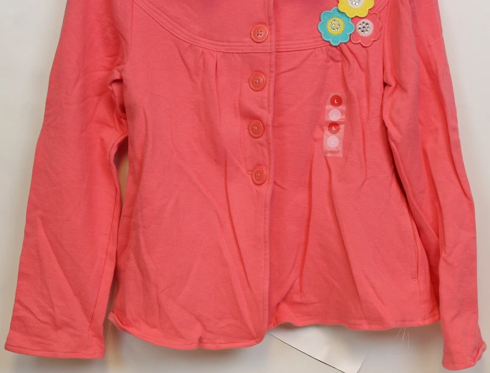 2009 Gymboree Happy Rainbow Lg 10/12 Algodón Tejido Chaqueta Abrigo Flor Primavera Luz Foto 3 de 4