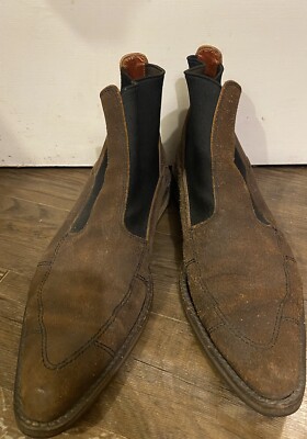 Stephane Gontard brown suede mens chelsea boots pointed steel heel France  UK9 UK