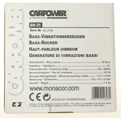 14.1790 Carpower by Monacor Bass - Vibrationserzeuger ~ BR - 25 ~ Bass Resonator