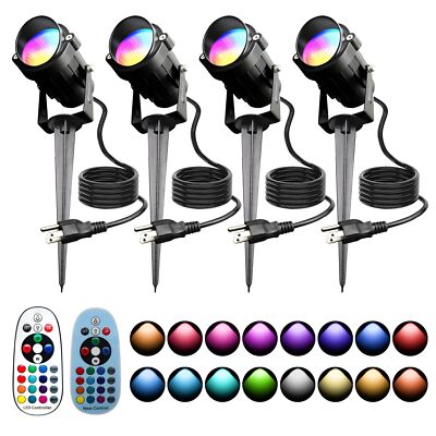 Christmas Outdoor Spotlights,12W RGBW Colors Changing Landscape Spotlight wit...