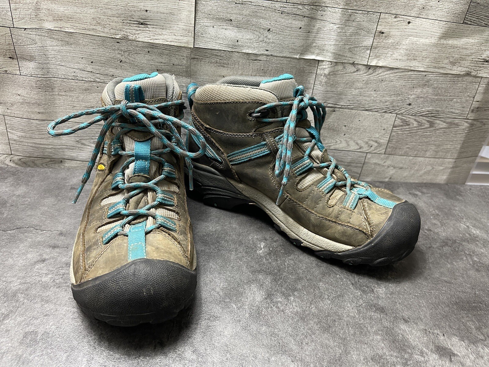 Scarpe da donna Keen Targhee II Mid marrone blu 9 5 M pelle escursionismo stivali impermeabili