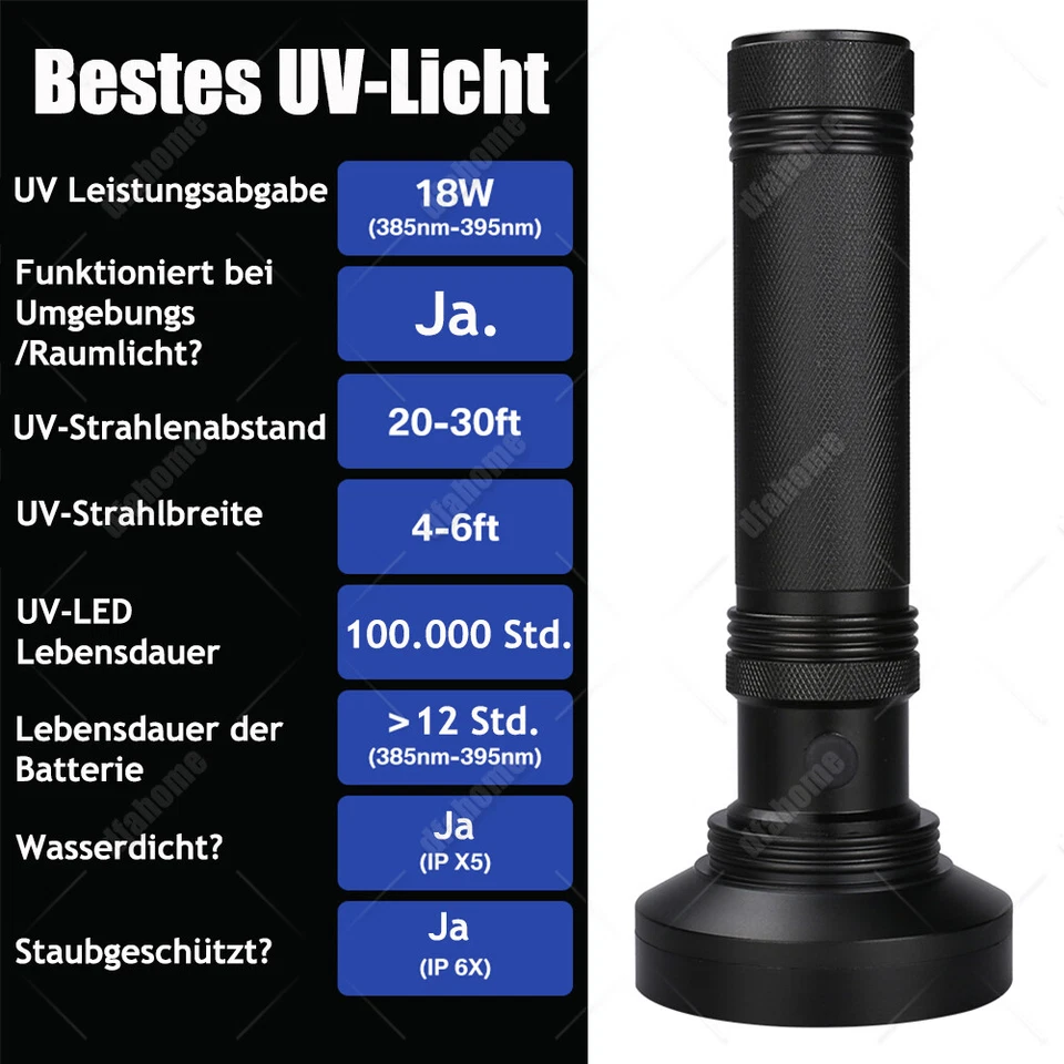 UV 100LED Lampe Taschenlampe Schwarzlicht Taschenlicht 395nm Bernstein Handlampe - Bild 2 von 4