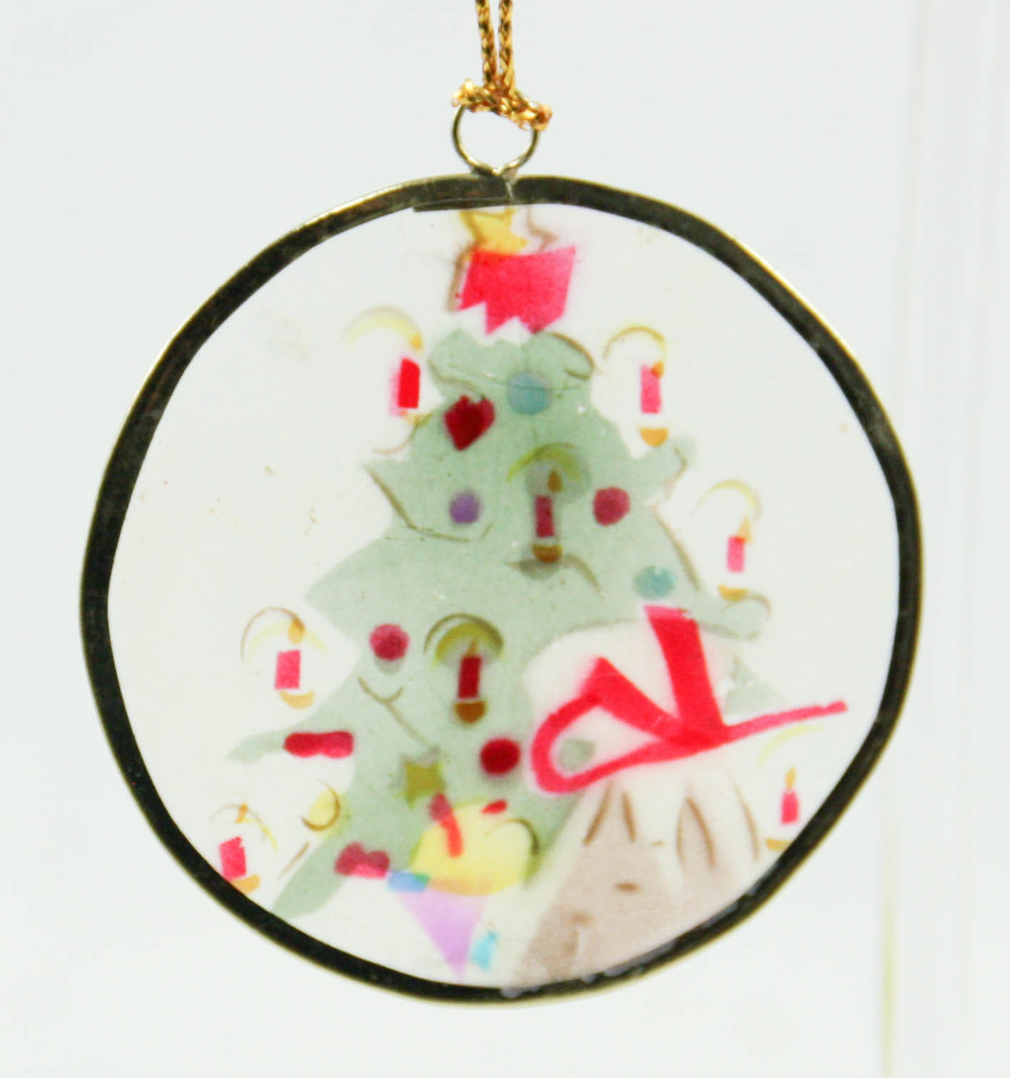 Clear Round Flat Christmas Tree Ornament Candle Holiday Decoration