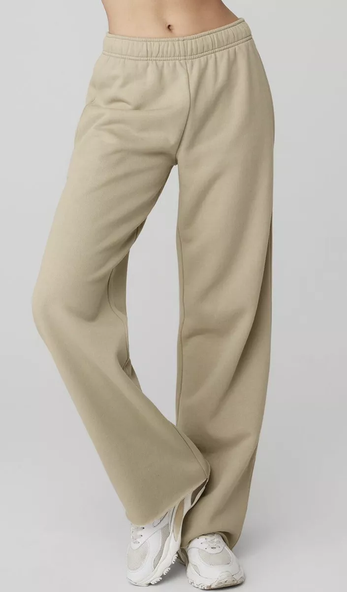 Alo Yoga Puddle Sweatpants Women's L Beige Wide Leg Drawstring