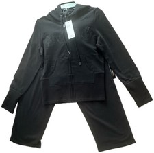 BCBG Max Azria Y2K Black Bling Crop Hoodie M Rare Retro Vintage Chic