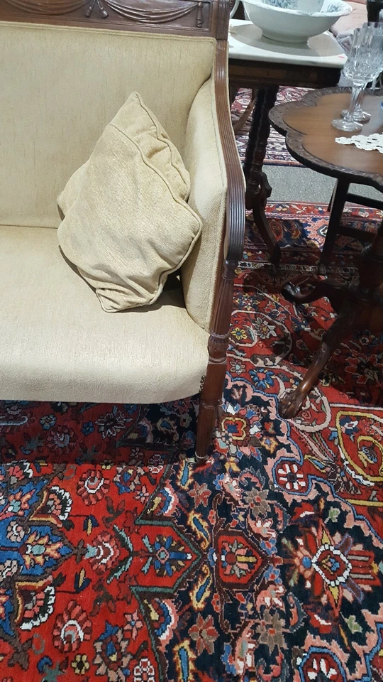 SOFÁ ANTIGUO PERÍODO FEDERAL 1800-1850 CAOBA TALLADA ♡ ¡HAZ UNA OFERTA JUSTA!! Foto 4 de 4