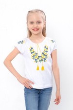 Vyshyvanka Cornflowe white t-shirt for girls, blouse Ukraine, Embroidered