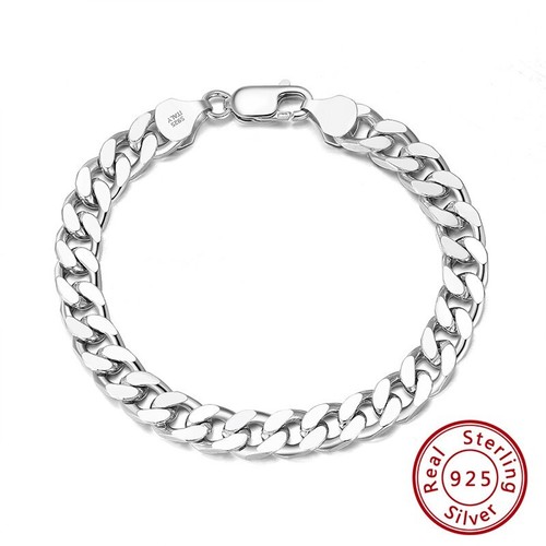 925 Sterling Silver 3.5mm Mens Diamond Cut Curb Cuban Chain Bracelet