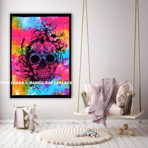 Indian Tapestry Wall Hanging Cotton Multi Tye Dye Mandala Hippie Gypsy Art Decor - Picture 7 of 31