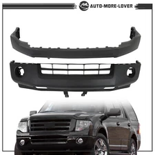 For 2007-2014 Ford Expedition Front Upper+Lower Bumper Cover Set Primed+Textured