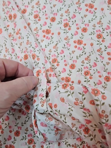 Cynthia Rowley Linen Top Women XL Floral Pink/Orange Cottagecore Button Prairie - Picture 6 of 14