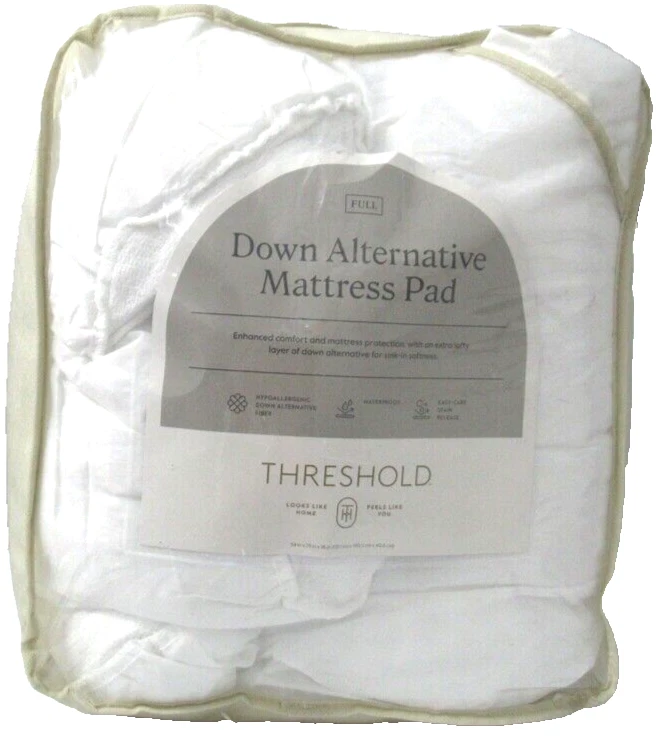FULL DOWN ALTERNATIVE MATTRESS PAD THRESHOLD WATERPROFF STAIN RELEASE NEW