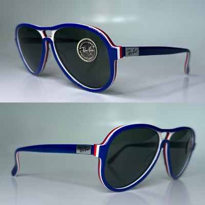 Vintage B&L RayBan USA G15 NOS Vagabond Blue White Red 70s  display picture 3