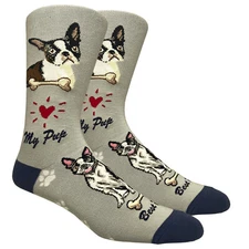 Boston Terrier Dog Socks Fun Novelty Dress Casual Unisex SOX FineFit One Size