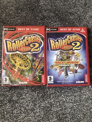 Rollercoaster Tycoon 2 With Wacky Worlds Expansion Pack PC CD Rom