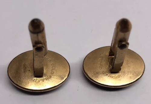 VINTAGE 1/20 12K Gold Filled Gold Tone Oval Black Stone Cufflinks - 第 8/12 張圖片