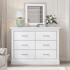 White 6 Drawer Chest of Drawers Lowboy Dresser Table Storage Cabinet Bedroom