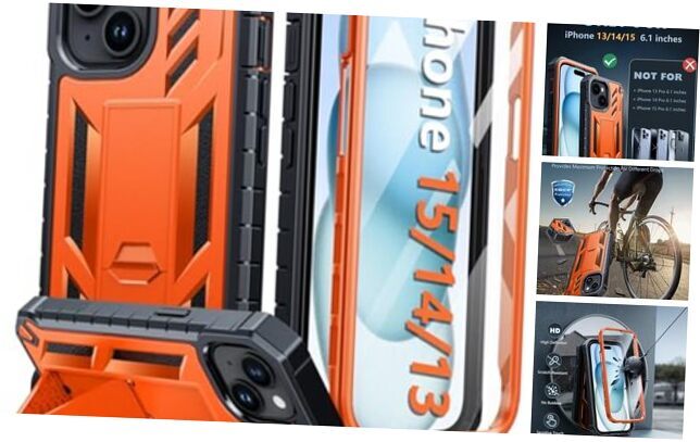 for iPhone 15 Phone Case: for iPhone 14 & iPhone 13 Case Military Grade Orange