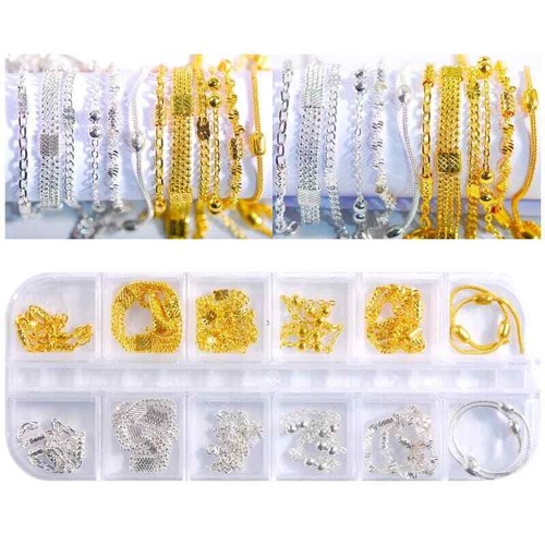 Nail Art Chain DIY Nail Accessor Set Polymer Clay 12 Grid Decor Pearl Flower - Picture 34 of 51