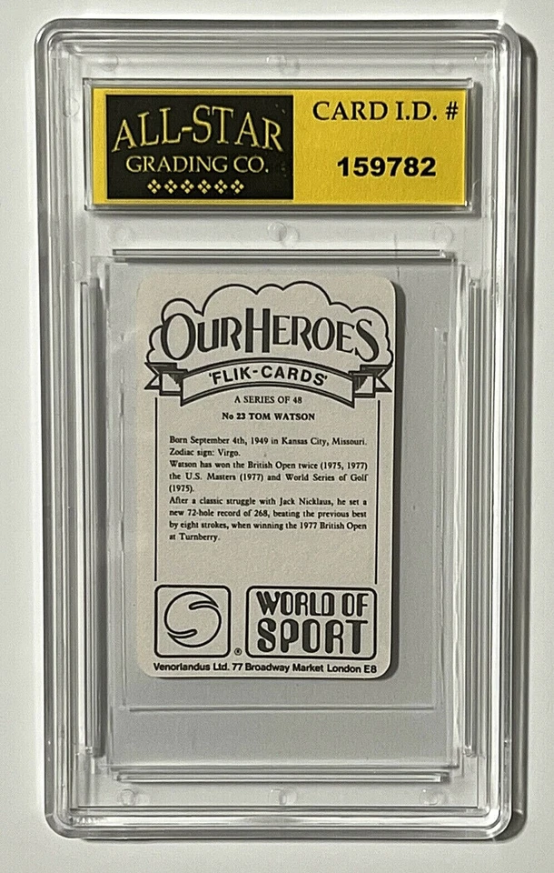 1979 Venorlandus Our Heroes Of Sports #23 TOM WATSON HOF ASG Graded 10 - Image 2 of 2