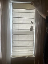 JCP Home Roman Shade Cool White 23” X 64”New in Box, 2 Shades. Hardware Included