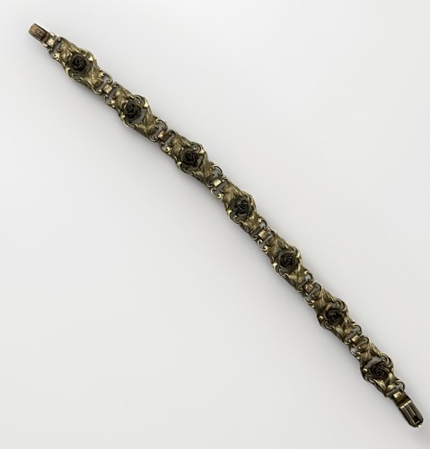 Pulsera DRGM Art Deco Art Nouveau pétalos de rosa romántica años 40 vintage rara - Imagen 7 de 13