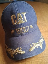 Vintage Caterpillar CAT VIP Official Hat Cap Blue Gold Embroidery USA Bill Eggs