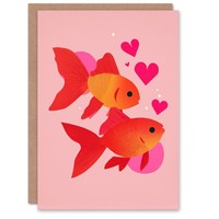 Cute Goldfish Animals In Love Simple Modern Valentine's Day Card