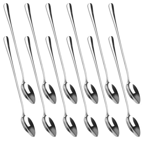Cuillere a Dessert Longue en acier inoxydable poli, couverts fins de 21 cm