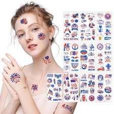 100PCS 4th of July Temporary Tattoos, Fourth of July Patriotic Tattoo, America F