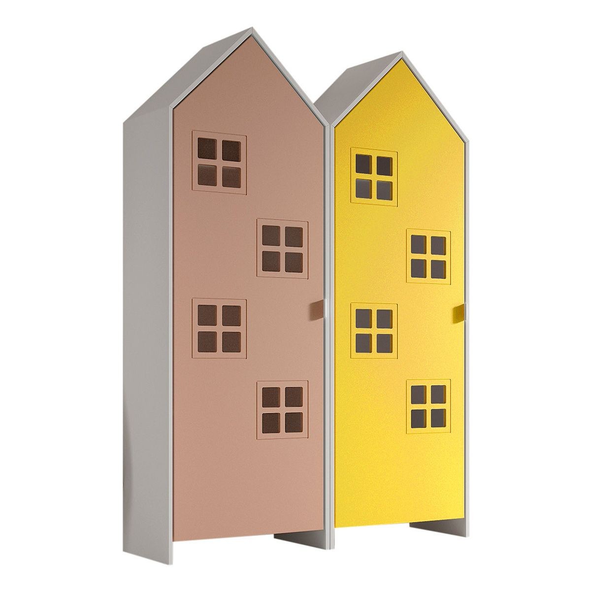 Armoire enfant Casami Bruges 171cm rose et jaune en pack de 2