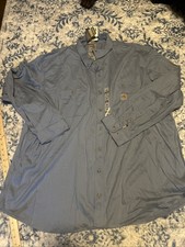 Carhartt FR Flame Resistant Shirt Mens Large Blue CAT 2 Button Down Work 4XL