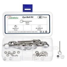 Shoulder Eye Bolt with Washers & Nuts (M4x40mm) 10Set, 304 Stainless Steel