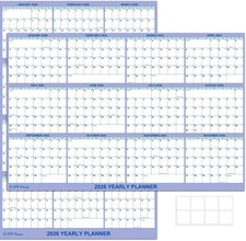 24" x 36" 2026 Wall Calendar, Folded Wet Dry Erase Wall Calendar 12 Month