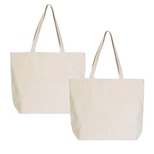 Large Canvas Tote bags with Zipper Natural Heavy 12oz DIY for Crafting, Ironi...