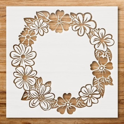 Circular Floral Design Wall Art Reusable Plastic Stencil - StencilAir
