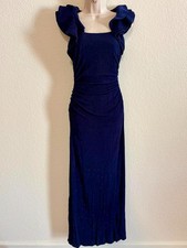 Laundry by Shelli Segal Navy Ruffled Sleeve Gown Size 4 #06 NWT