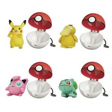 Pokemon Pokeball Action Set mit Plüschfigur Pikachu Bisasam Pummeluff Enton