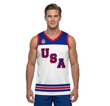 USA Hockey Officially Licensed 2026 Jersey Replica White Tank Top