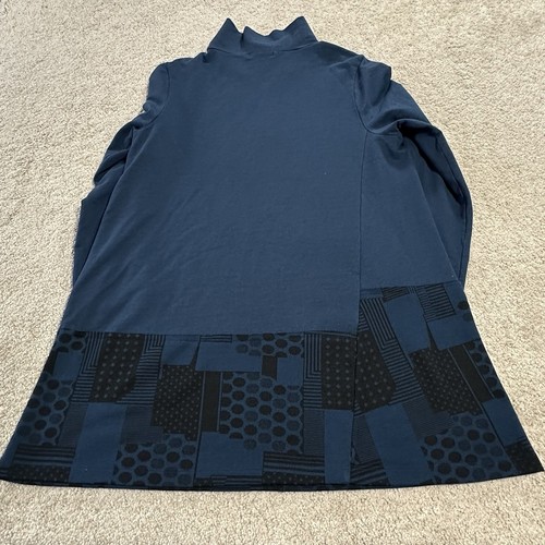 Chalet Et Ceci Cowl Neck Mini Shift Dress Women’s L Blue Black Pocket - Picture 6 of 10