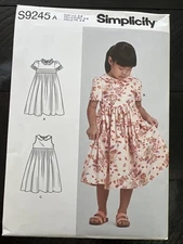 UNCUT Simplicity S9245 Children's Girls Dress Variations A (3-8) Sewing Pattern