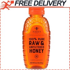 Nates 100 Pure Raw Unfiltered Honey Award-Winning Taste 16 oz Squeeze Bottle