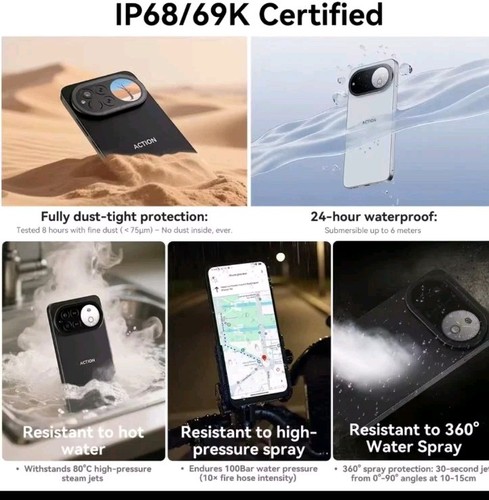 IIIF150 Action 15 Rugged 24+256GB 48MP IP68 5100mAh Dual Screen Android 15 Phone