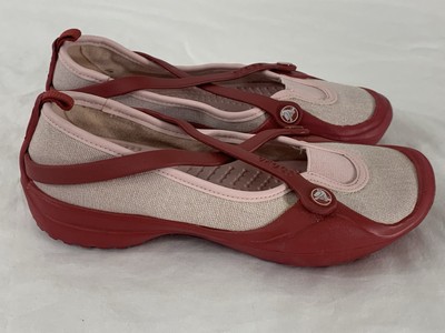 CROCS Celeste Canvas Women 6 Flats Shoes Sandal Ruby/Cotton Candy Beach Pool