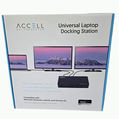 Accell Universal Laptop Docking Station USB 3.0 4K UHD HDMI DisplayPort New